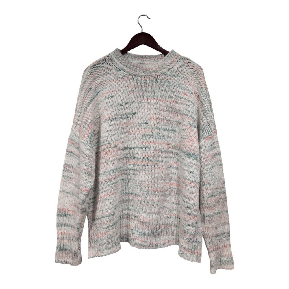 Torrid Crew Neck Drop Shoulder Pullover Sweater Multi In Cloud Dancer Size 2X